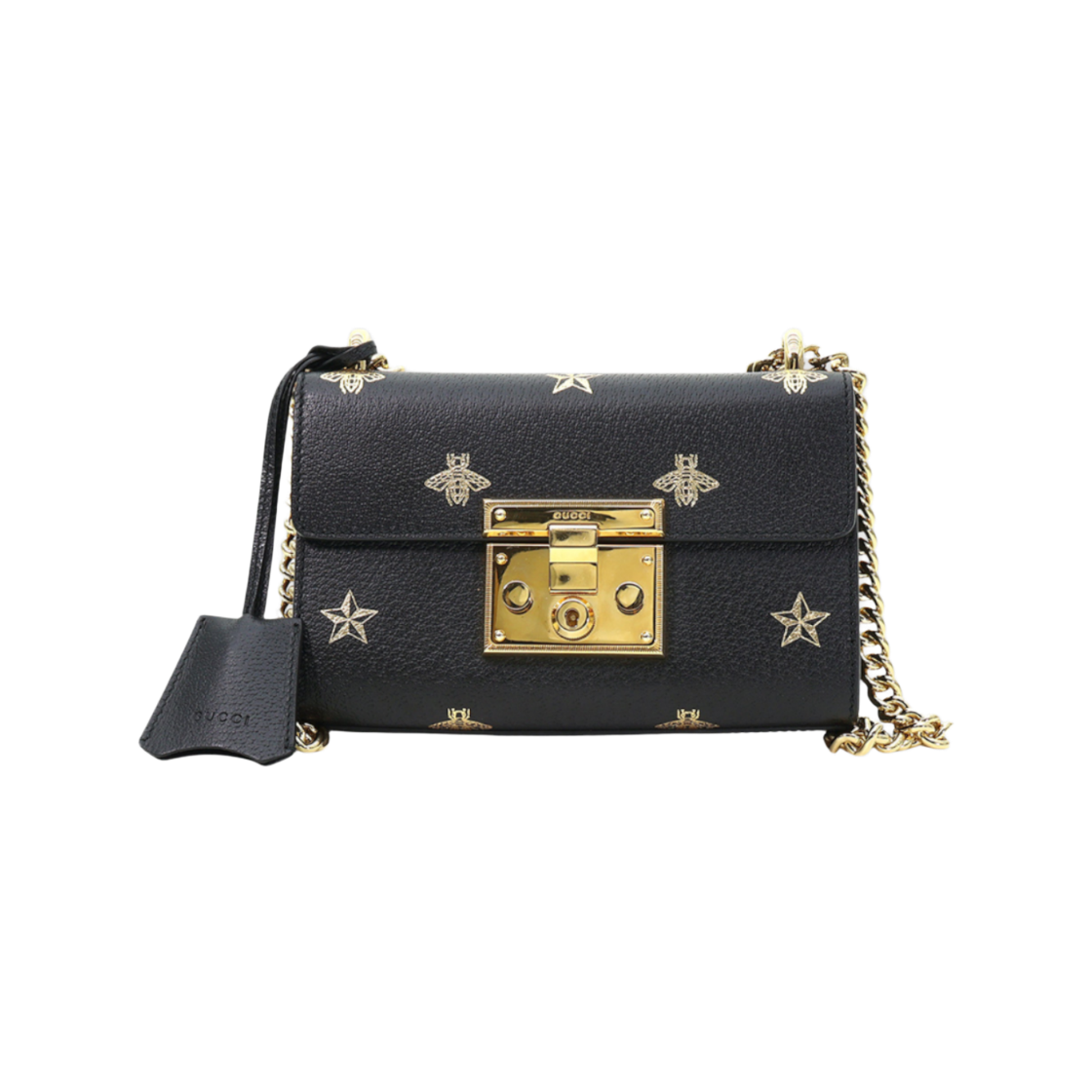 ITMPSB55PCFV Gucci 432182 Black Leather Bee Padlock Small Shoulder Bag