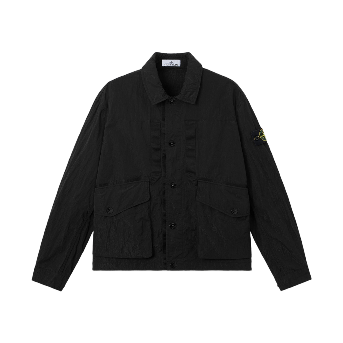 L2S15Q1000-08S0405-V0029 Stone Island Q100008 Warp Rib Nylon-TC Coach Jacket with Anti-Drop Finish Black - 26FW