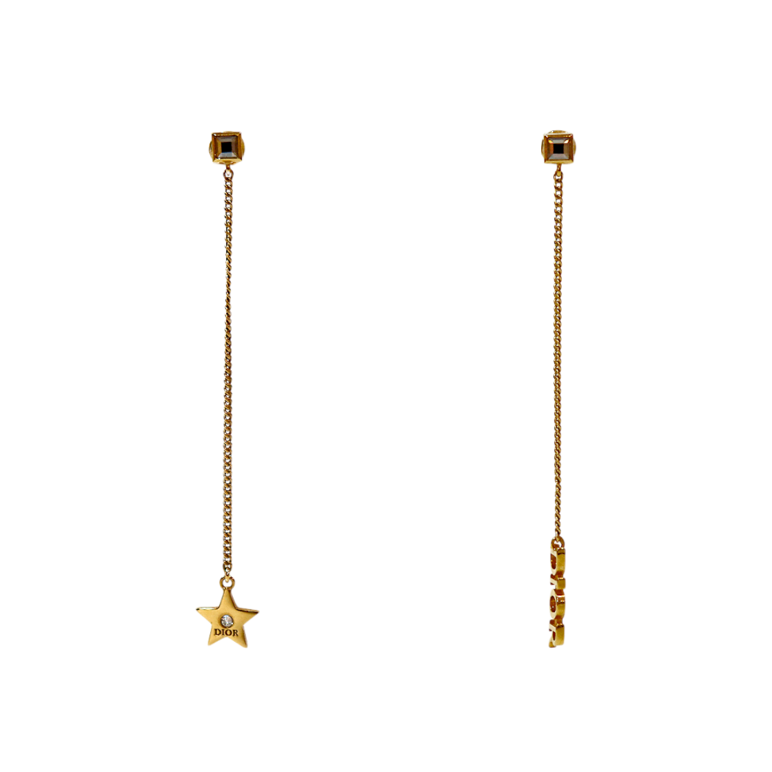 IT58I8KPEHVA Dior Star Chain Drop Gold Earrings A-B61833