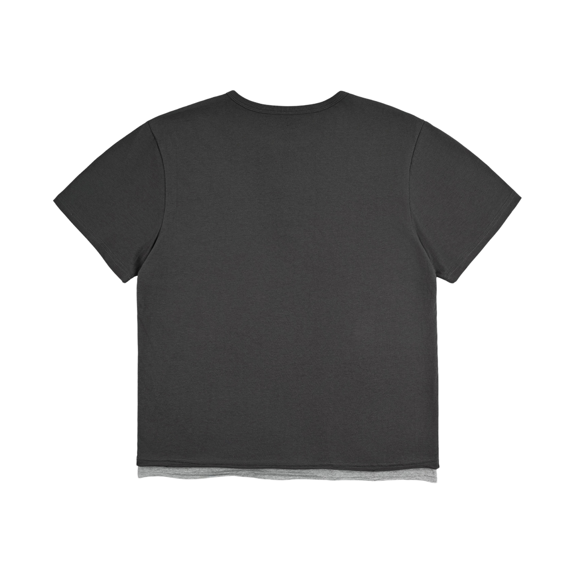 노디 코튼 30수 레이어드 헨리넥 반팔 크롭 티셔츠 차콜(NODI Cotton 30S Layered Henley Neck Crop Tee Charcoal) - 2