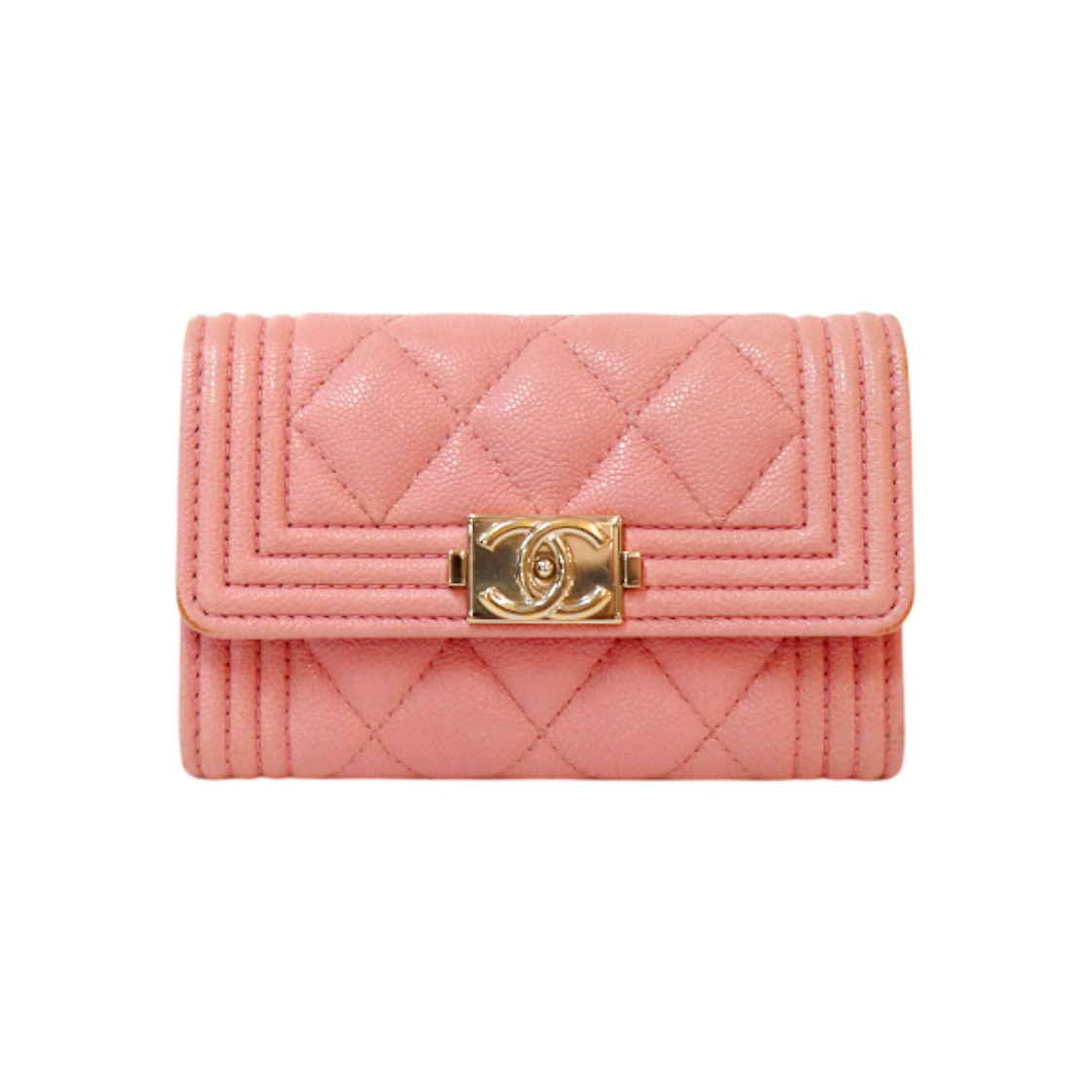 ITAOW4D6JTC7 Chanel Pink Caviar Boy Card Wallet