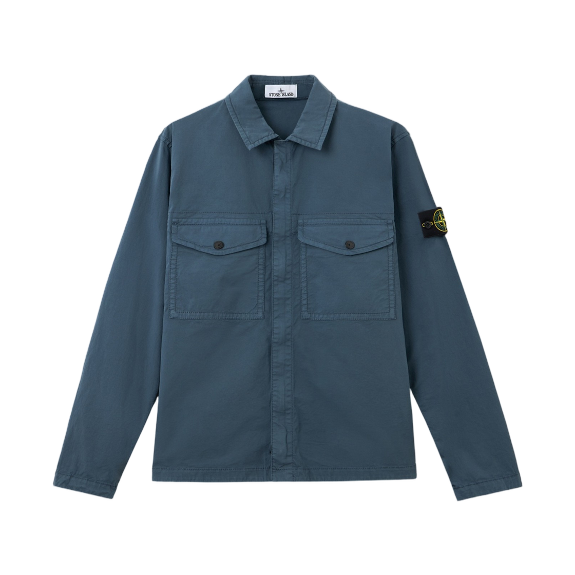 L2S1512000-03S0A10-V002E Stone Island 1200003 Stretch Organic Cotton Twill Regular-Fit Zip-Up Overshirt with Chest Pockets Slate Blue - 26FW