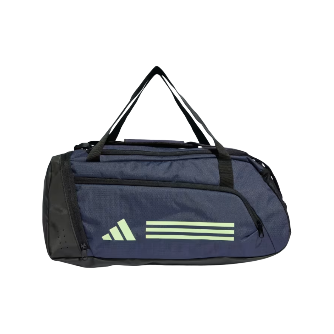 IR9821 Adidas Essentials 3-Stripes Duffel Bag Small Shadow Navy Green Spark