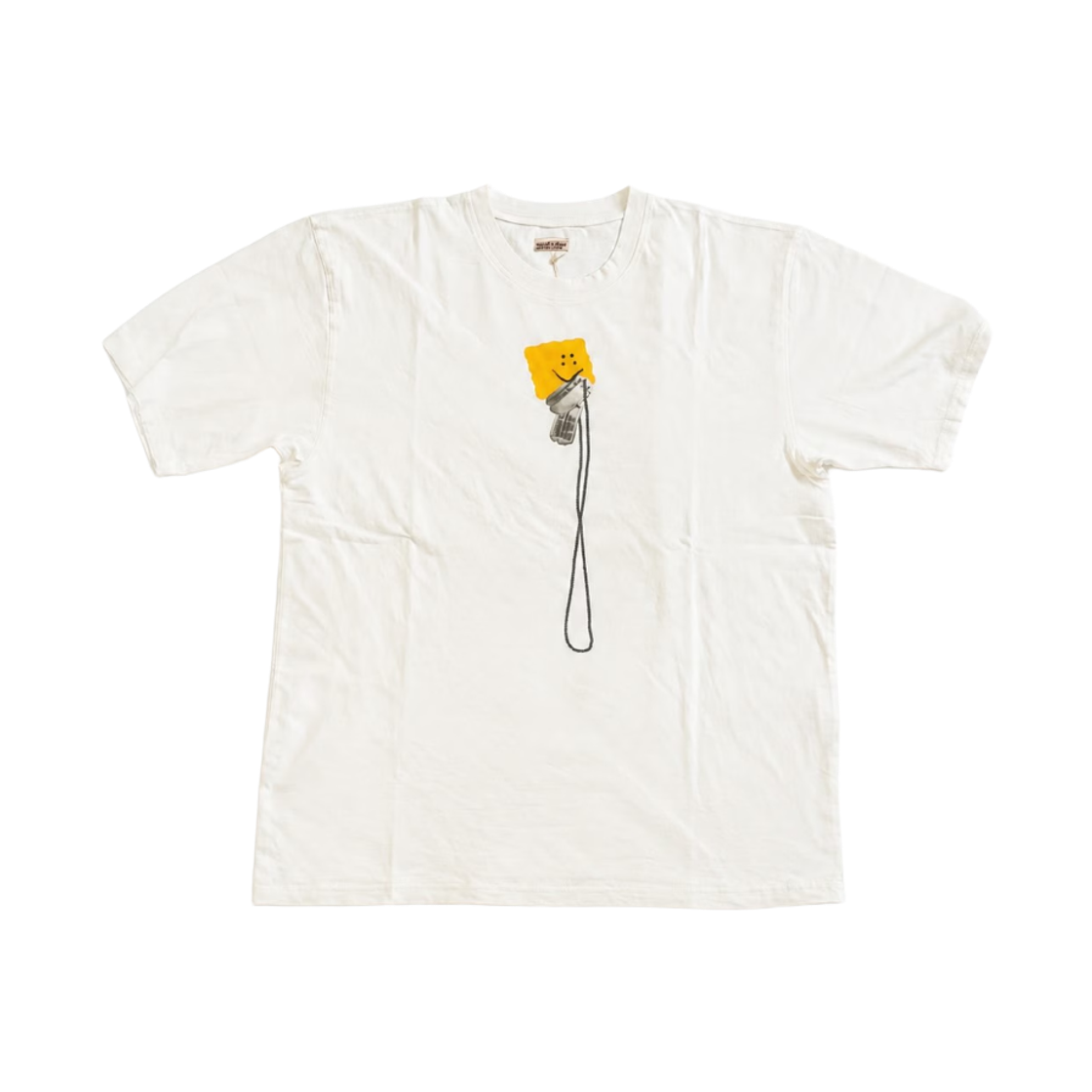 K2604SC131 Kapital 20 Tenjiku Peckish Dog Tag Print Crew T-Shirt White