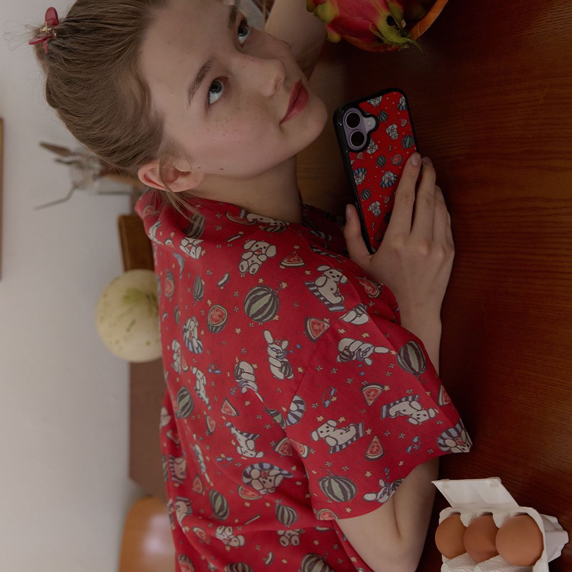 뮤즈무드 워터멜론 베케이션 썸머 파자마 라운드넥 모달 잠옷(Musemood Watermelon Vacation Summer Pajama) - 5
