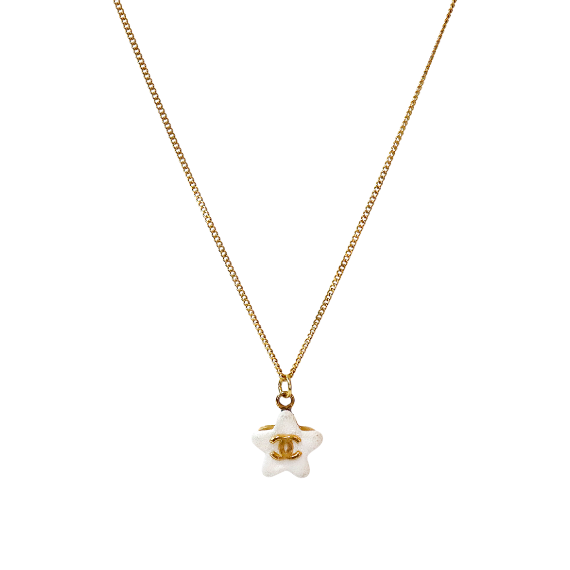 IT48ULUKDBLU Chanel White Star CC Gold Necklace