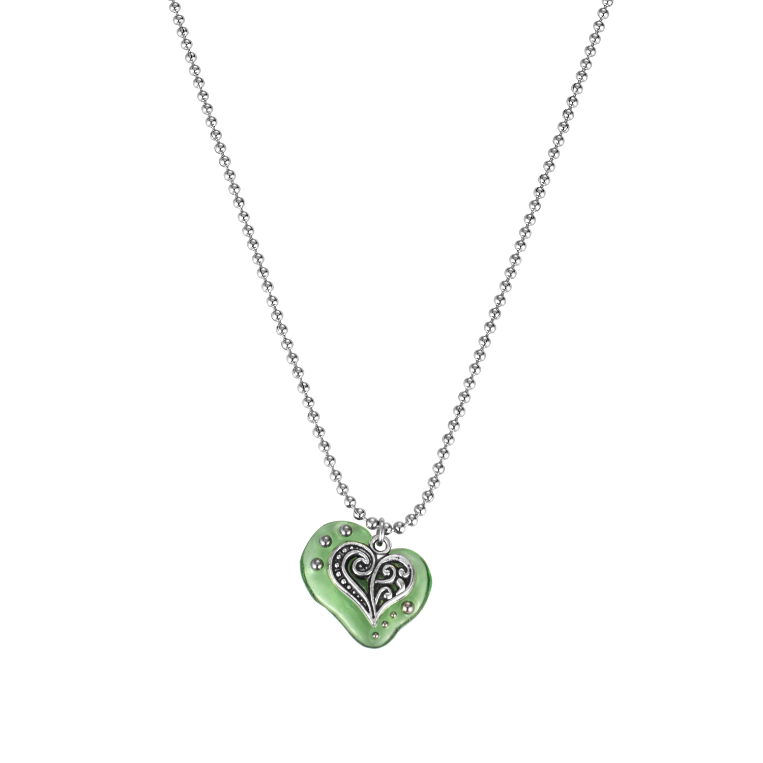 엔프프 하트콕 네크리스 그린(Nff Heartkok Necklace Green)