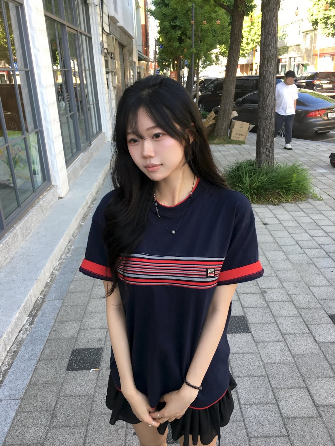 SPORT CHAMBER Spectrum T-shirt NAVY 착용 스타일 - 1