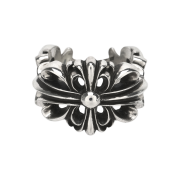 Chrome Hearts Double Floral Cross Ring Silver
