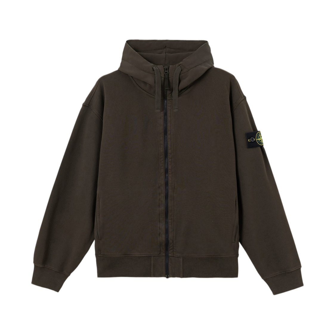 L2S1561000-09S0051-V0078 Stone Island 6100009 Organic Cotton Fleece Oversized-Fit Zip-Up Hooded Sweatshirt with Pockets Coal Grey - 26FW