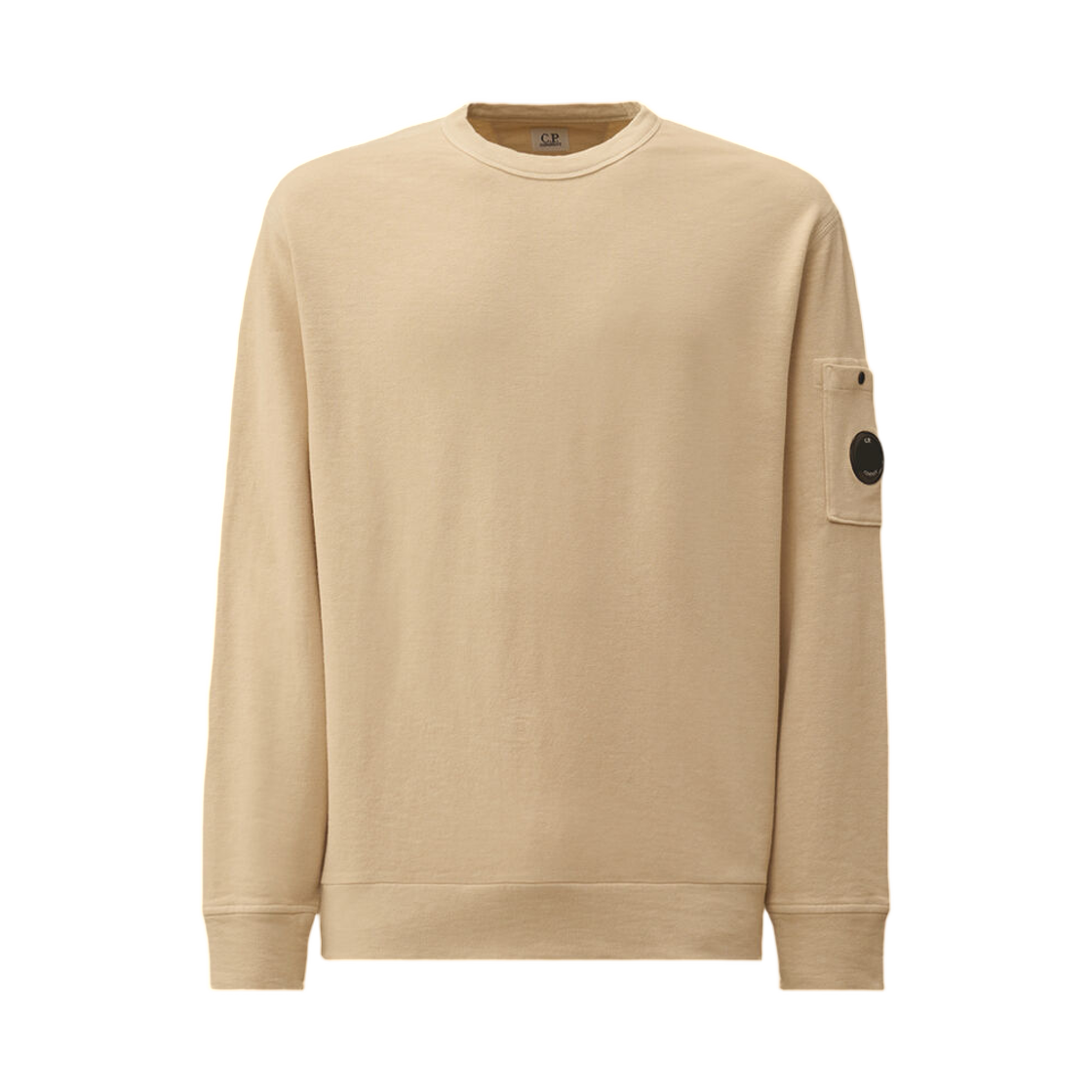 20CMSS207A110337O114 C.P. Company Malfile Fleece Lens Crewneck Sweatshirt Frozen Dew White - 26SS