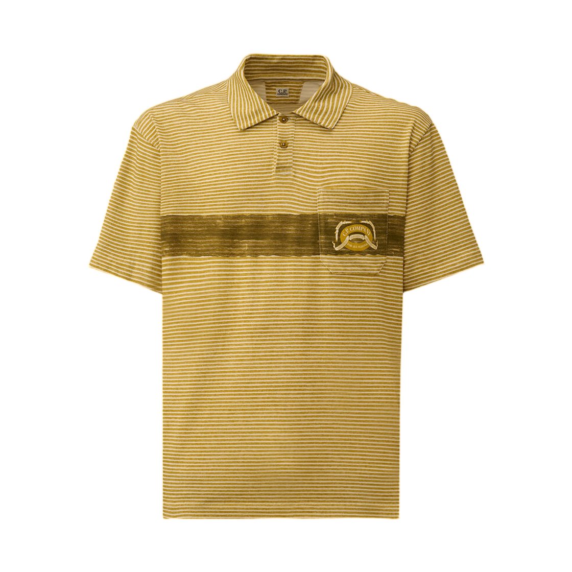 20CMPL278A110681P246 C.P. Company Printed Jersey 20/1 Short Sleeve Logo Polo Antique Moss  Yellow - 26SS