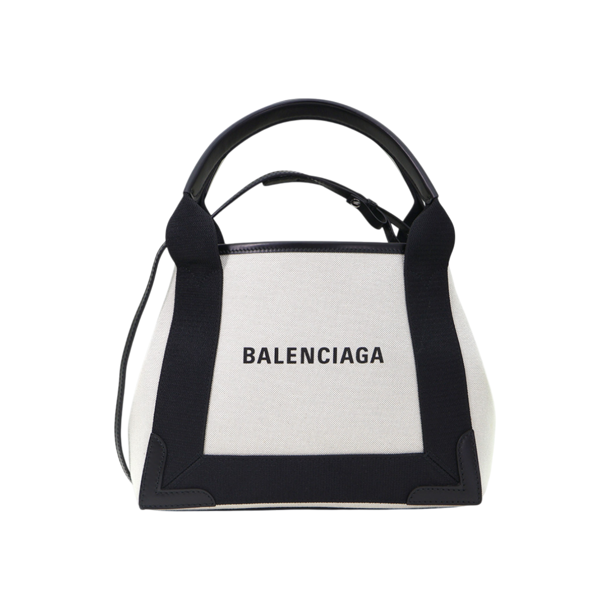발렌시아가 390346 라이트 베이지 코튼 캔버스 카바스 Navy XS 토트 2WAY(Balenciaga Navy Light Beige Cotton Canvas Cabas Tote 2WAY)