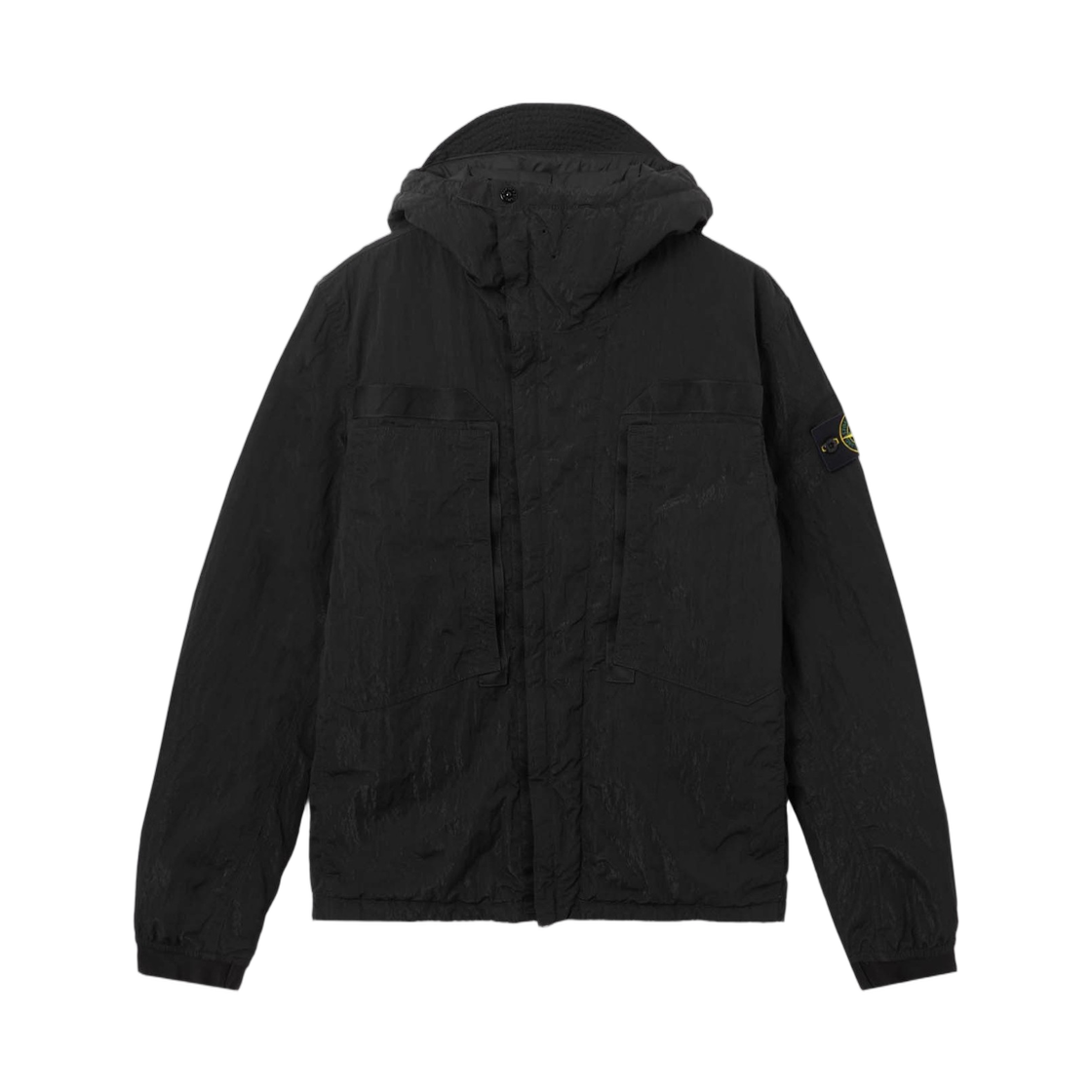 L2S15Q1000-07S0405-V0029 Stone Island Q100007 Warp Rib Nylon-TC Padded Hooded Jacket with Anti-Drop Finish Black - 26FW