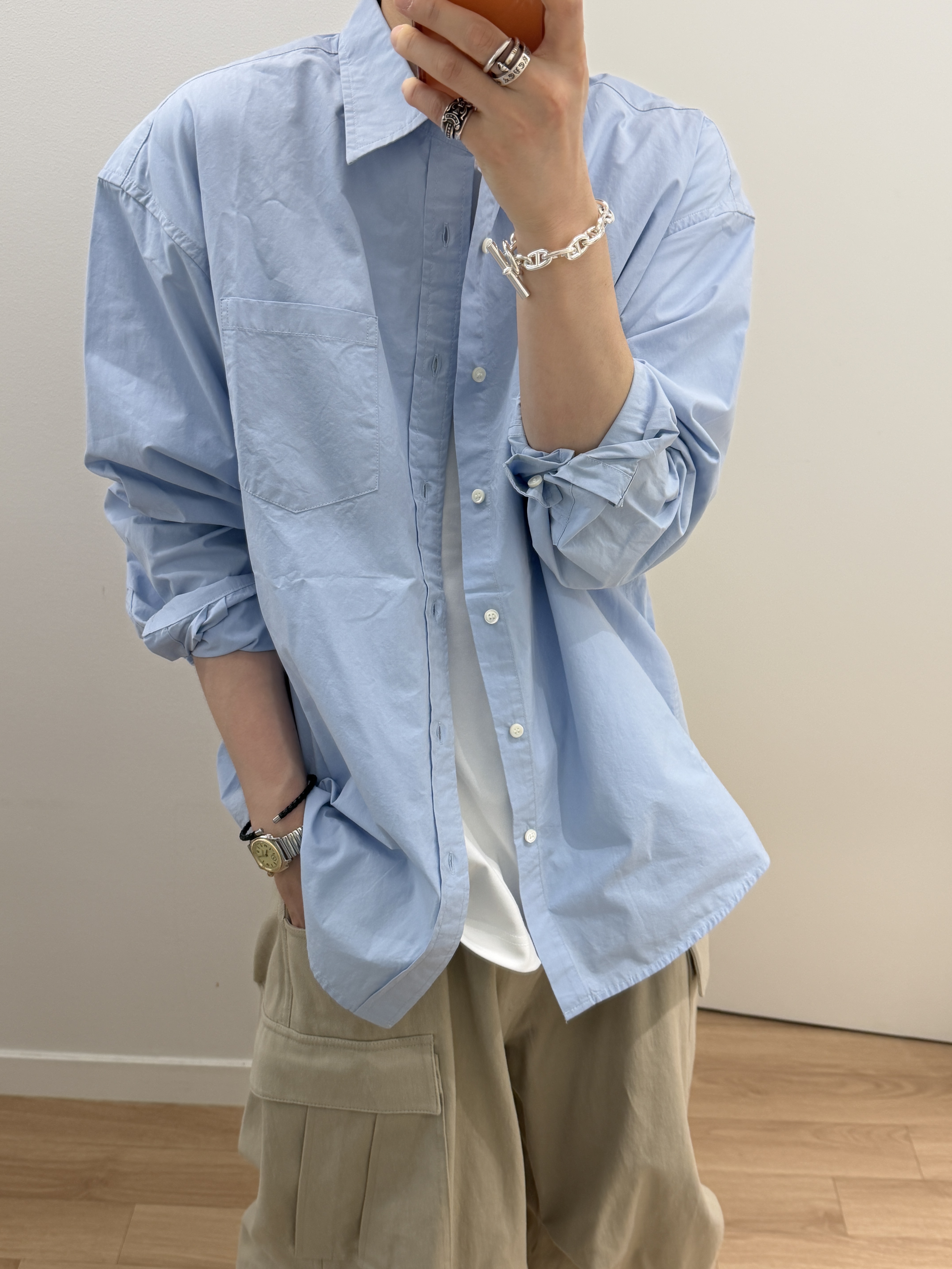 Nonnod Side Zip Cargo Pants Beige 착용 스타일 - 7