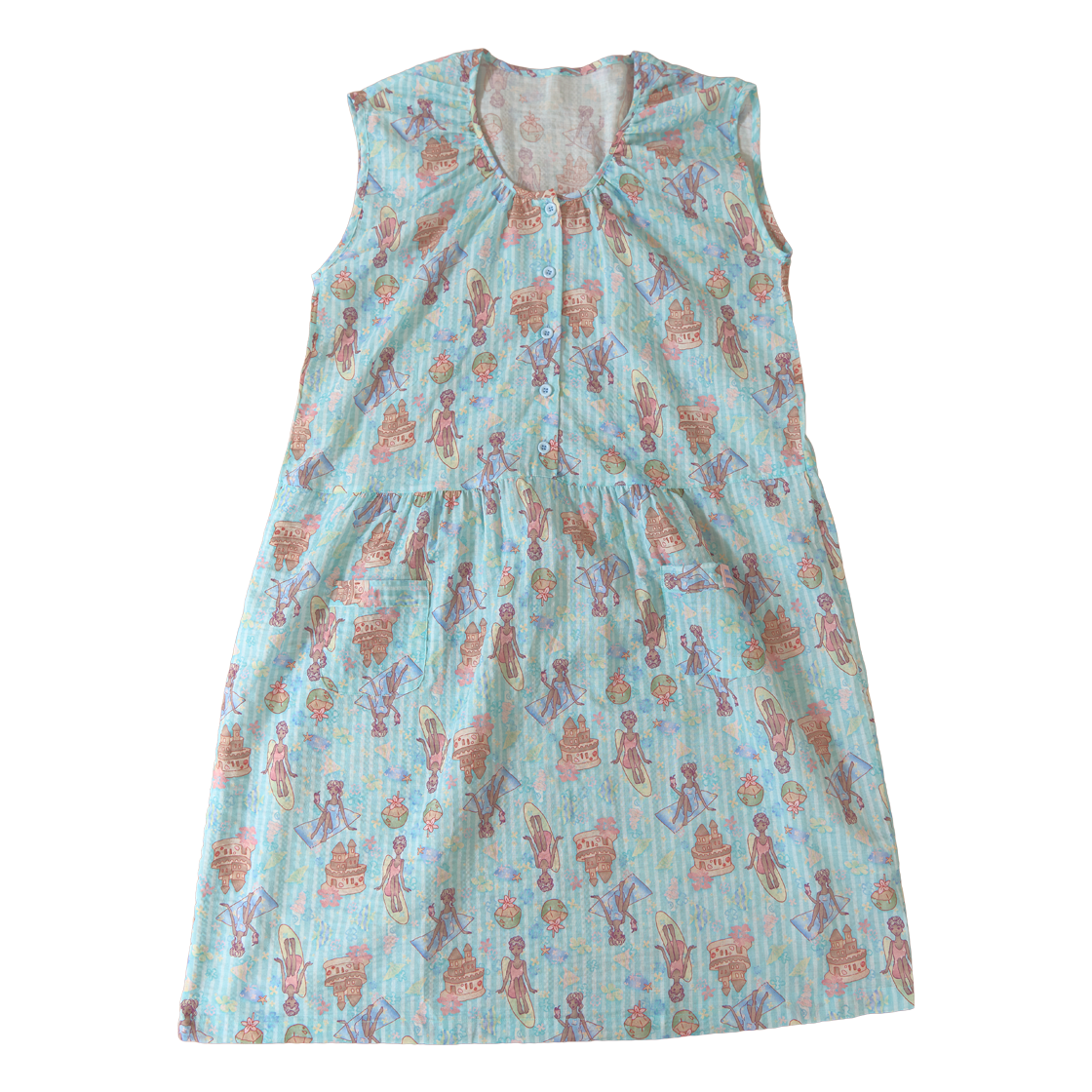 뮤즈무드 블루 알로하 썸머 파자마 원피스 레이온 코튼 잠옷(Musemood Blue Aloha Summer Pajama)