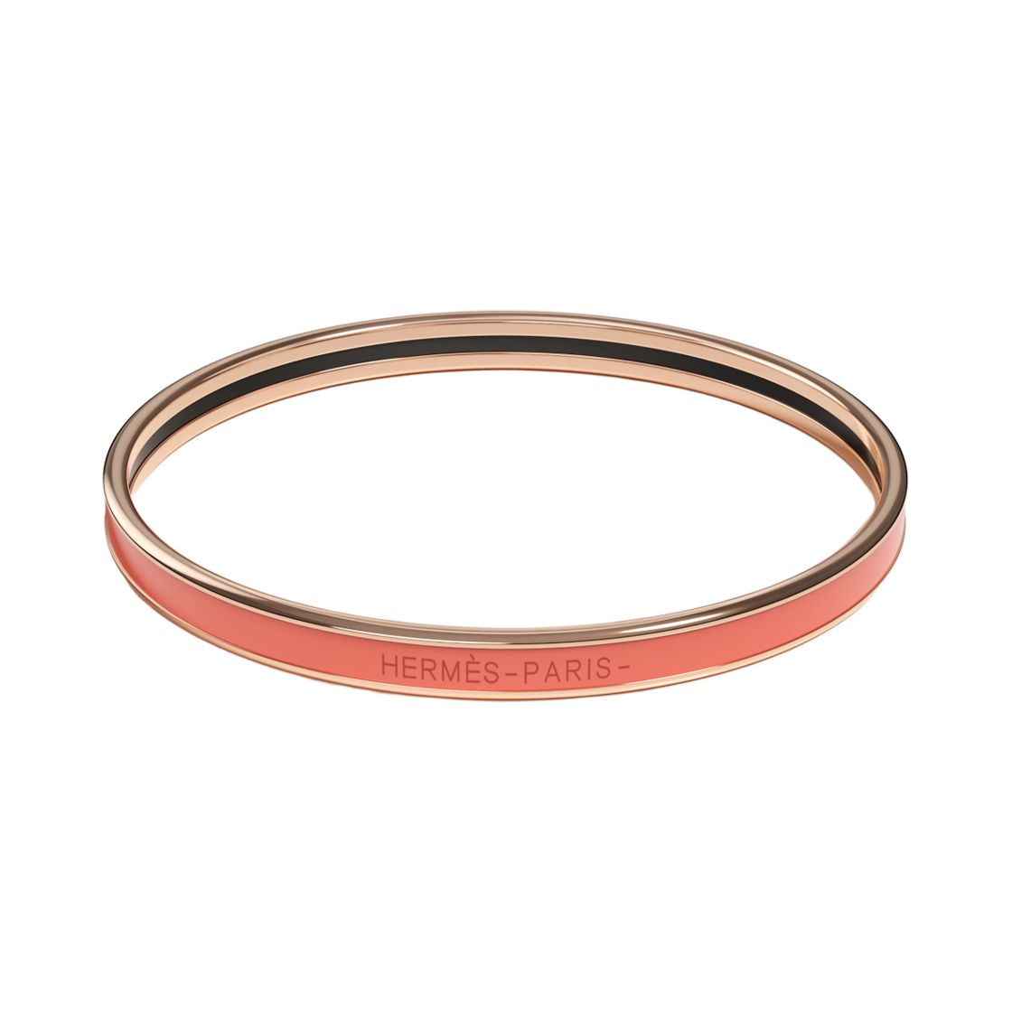 H240001FO8Z (W) Hermes Uni Bangle Enamel & Rose Gold Papaye