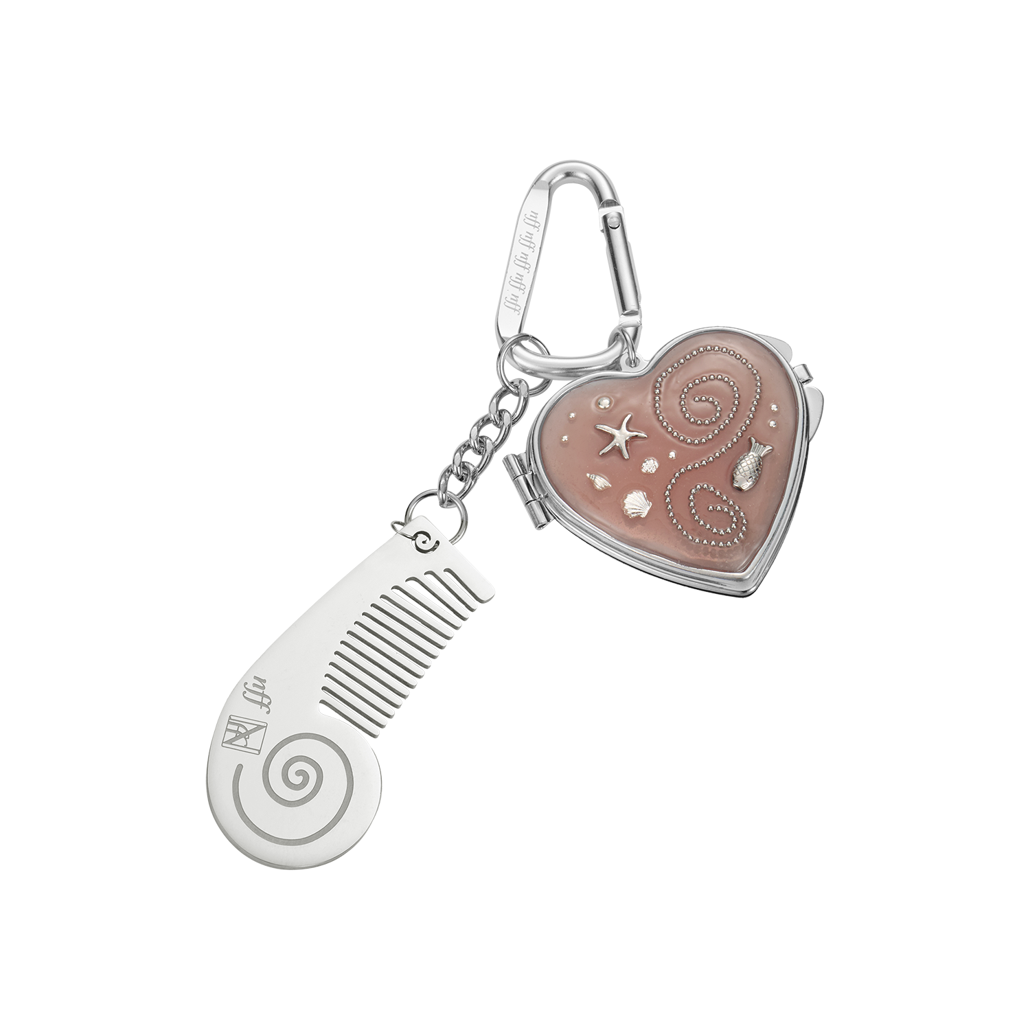 엔프프 다이빙 하트 미러 키링 코랄(Nff Diving Heart Mirror Keyring Coral)