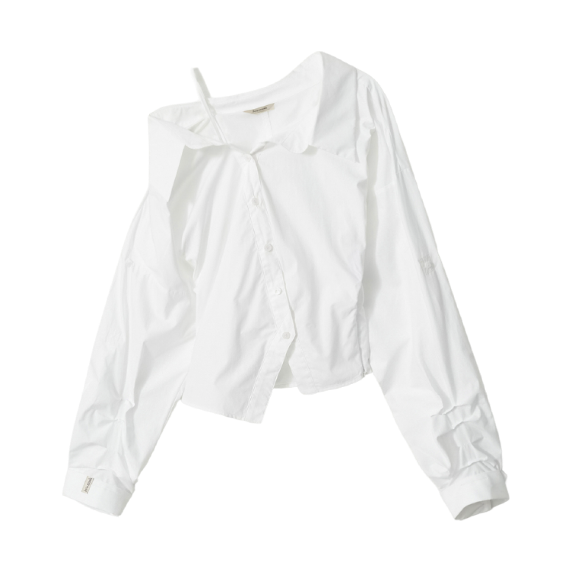 - (W) Aviemuah One Shoulder Roll-Up Sleeve Shirt Ivory
