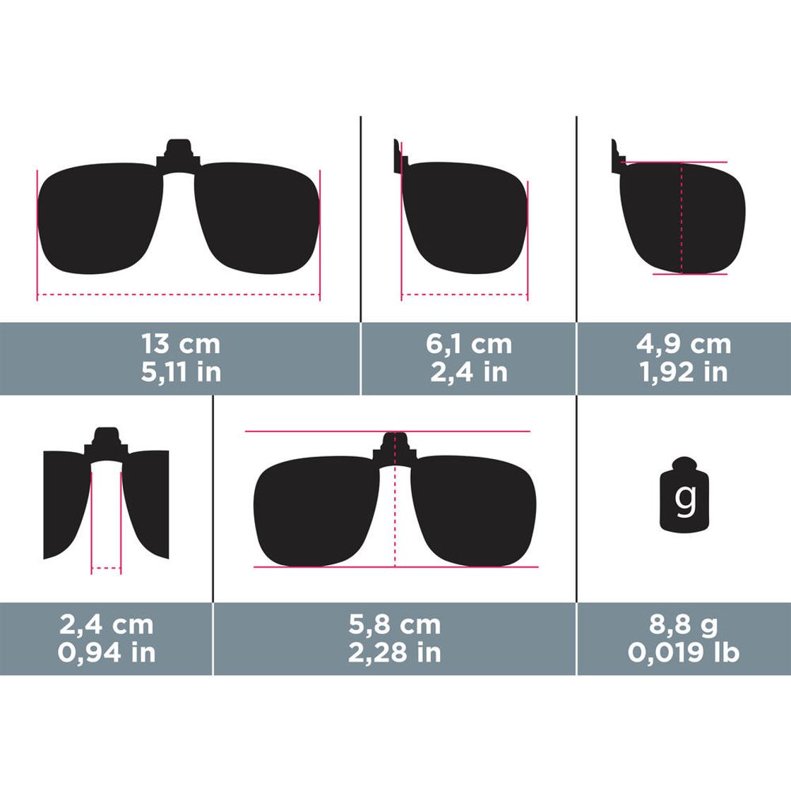 데카트론 성인 스포츠 클립형 선글라스 카테고리3 L OTG120 블랙(DECATHLON Adult Sports Clip-on Sunglasses Category 3 L OTG120 Black) - 9