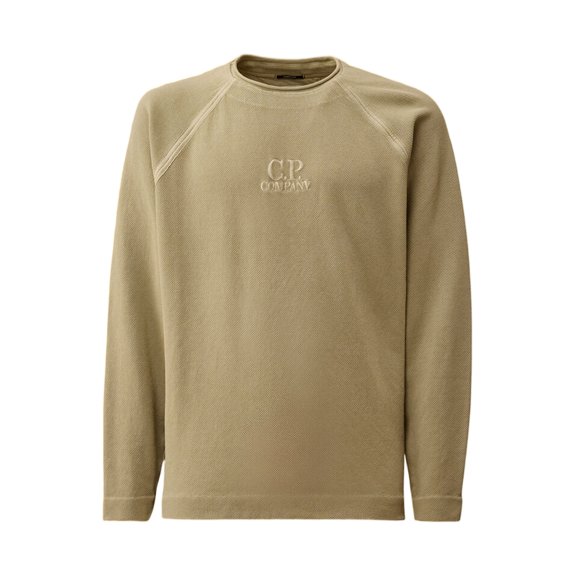 20CMSS178A110635S610 C.P. Company Heavy Piquet Pigment Dyed Mockneck Sweatshirt Moss Gray Green - 26SS