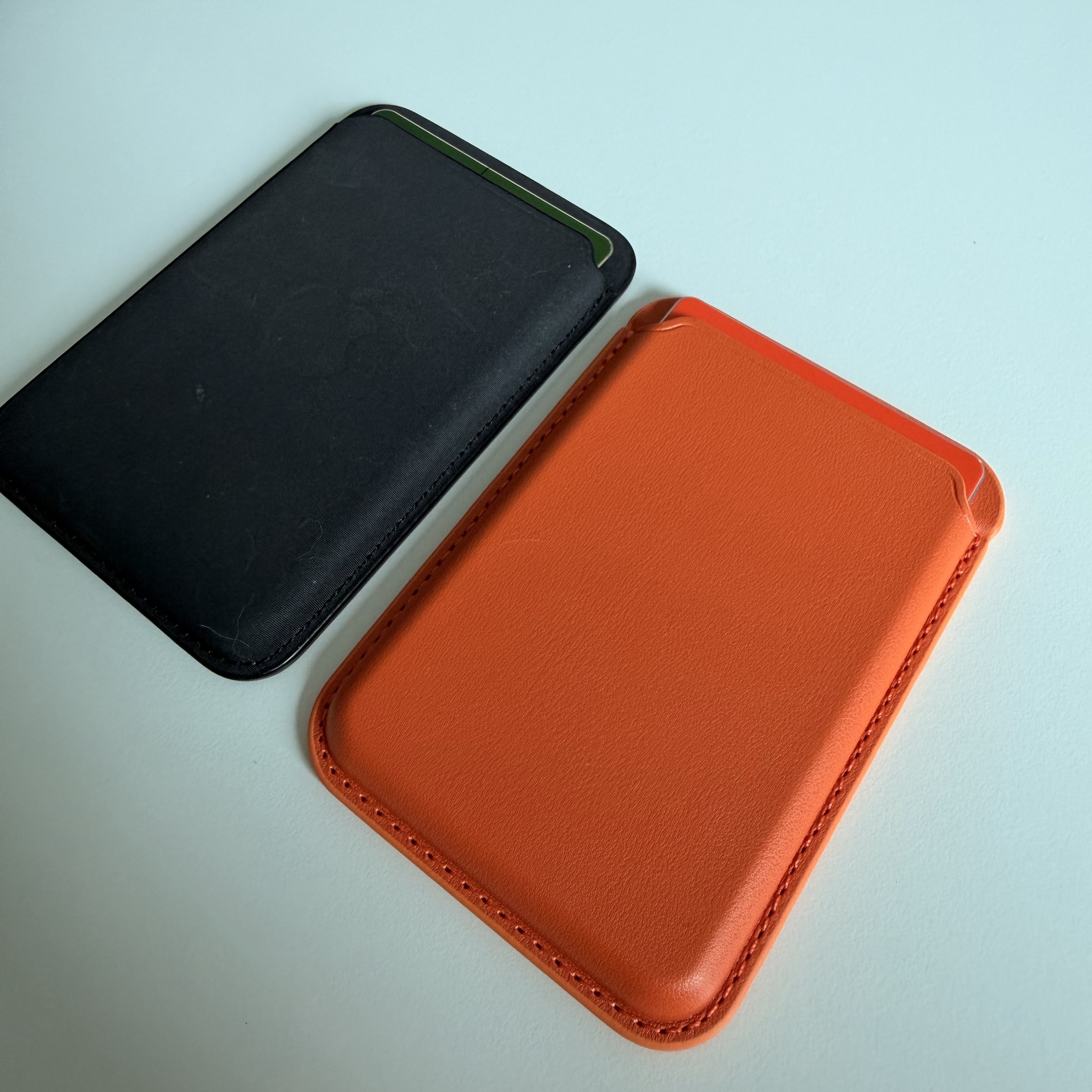SINJIMORU MagSafe Vica Card Holder iPhone Vegan Leather Wallet Case Orange, Apple iPhone Leather Wallet with MagSafe Black 착용 스타일 - 2