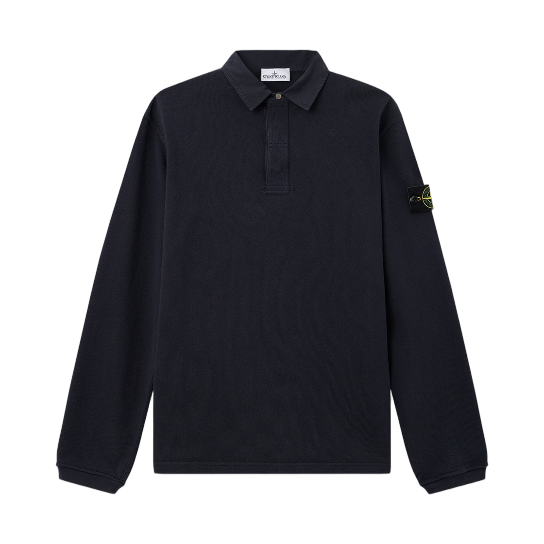 L2S1561000-01S0406-V002A Stone Island 6100001 Heavy Cotton Jersey Comfort-Fit Polo Collar Sweatshirt with Snap Placket Navy - 26FW
