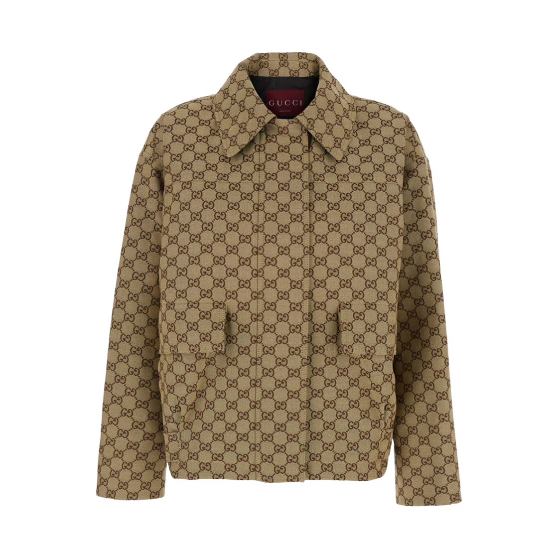 (W) 구찌 GG 캔버스 봄버 자켓 카멜 에보니((W) Gucci GG Canvas Bomber Jacket Camel Ebony)
