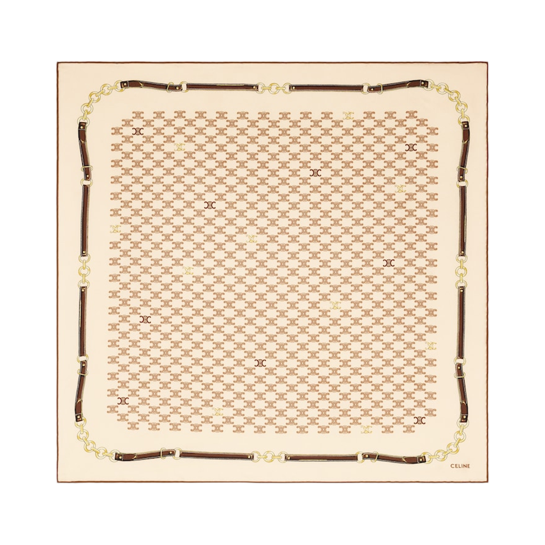 2AWB64N28-GLT8 (W) Celine Bandana in Heritage Silk Twill Vanilla Brown