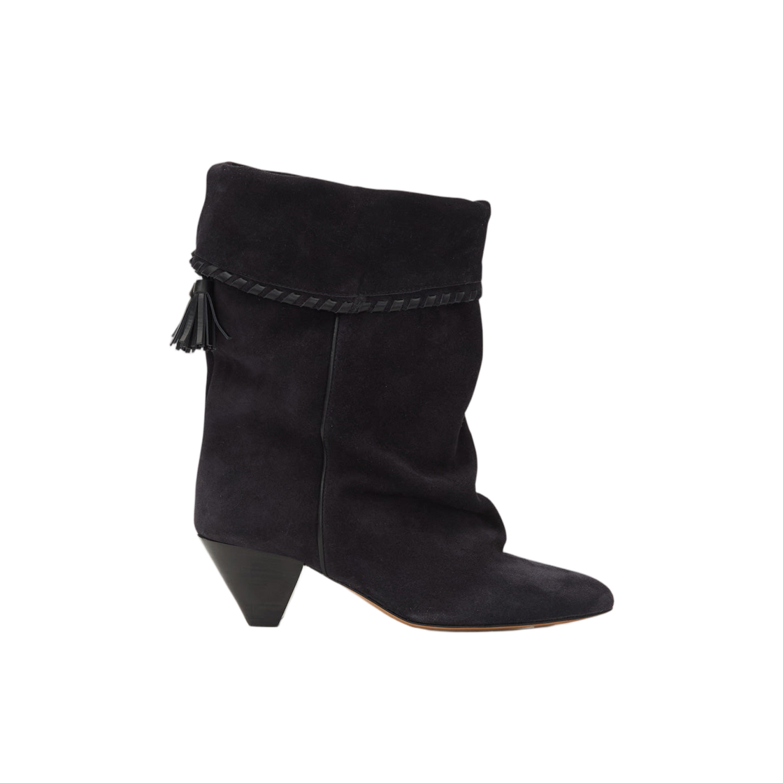 (W) 이자벨 마랑 달비 드레이프 스웨이드 카프스킨 레더 부츠 블랙((W) Isabel Marant Dalby Draped Suede Calfskin Leather Boots Black)