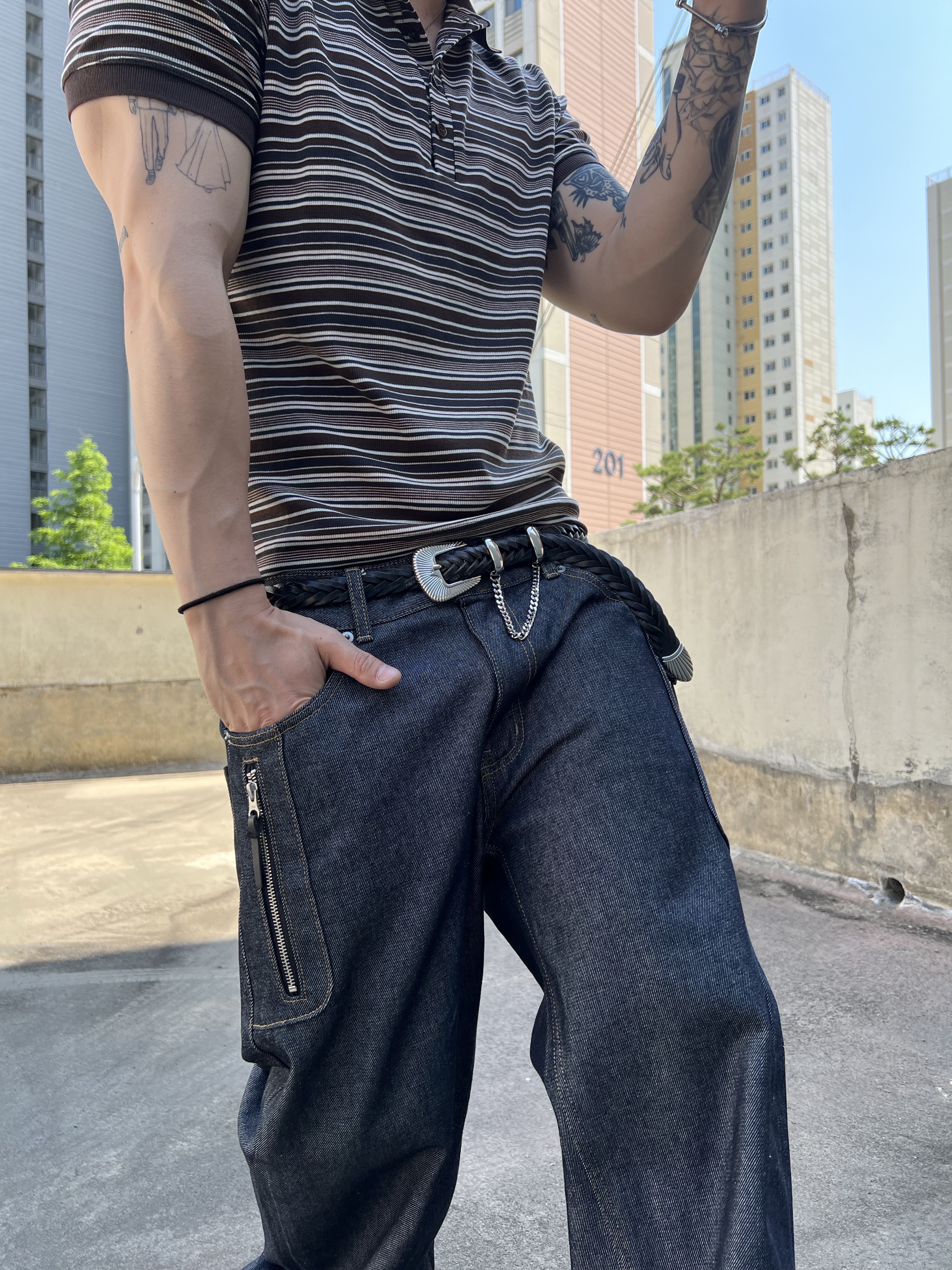 MJD LOW-RISE DUAL ZIP DENIM INDIGO, CSC x Soulesures SC:ENE 001 착용 스타일 - 5