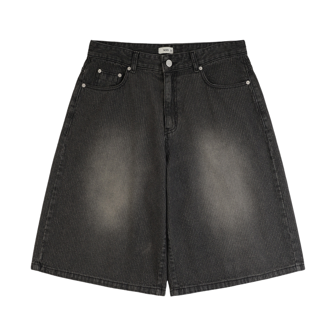 노디 스트라이프 데님 버뮤다 팬츠 블랙(NODI Stripe Denim Bermuda Pants Black) - 1