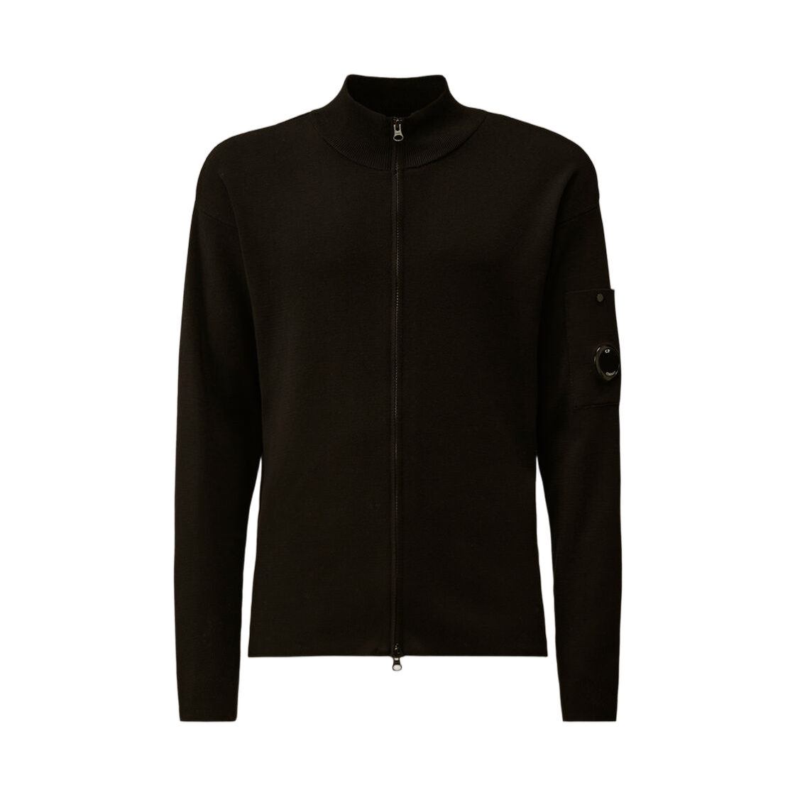 20CMKN096A110560A999 C.P. Company Cotton Sea Island Zipped Lens Cardigan Black - 26SS
