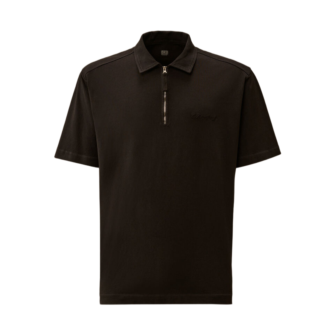 20CMPL260A006057O999 C.P. Company 1020 Jersey Short Sleeve Half Zip Polo Black - 26SS