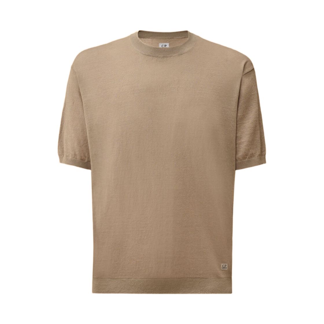 20CMKN123A110307A904 C.P. Company Linen Short Sleeve Crewneck Sweater Dove Grey - 26SS