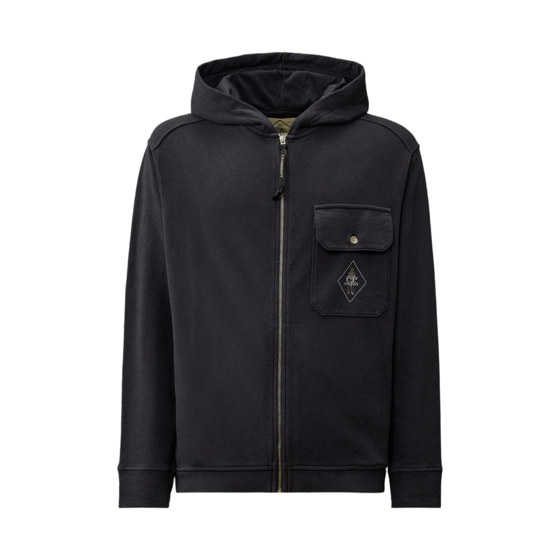20CMSS189A110337G889 C.P. Company Malfile Fleece Zip Hooded Sweatshirt Midnight Navy Blue - 26SS