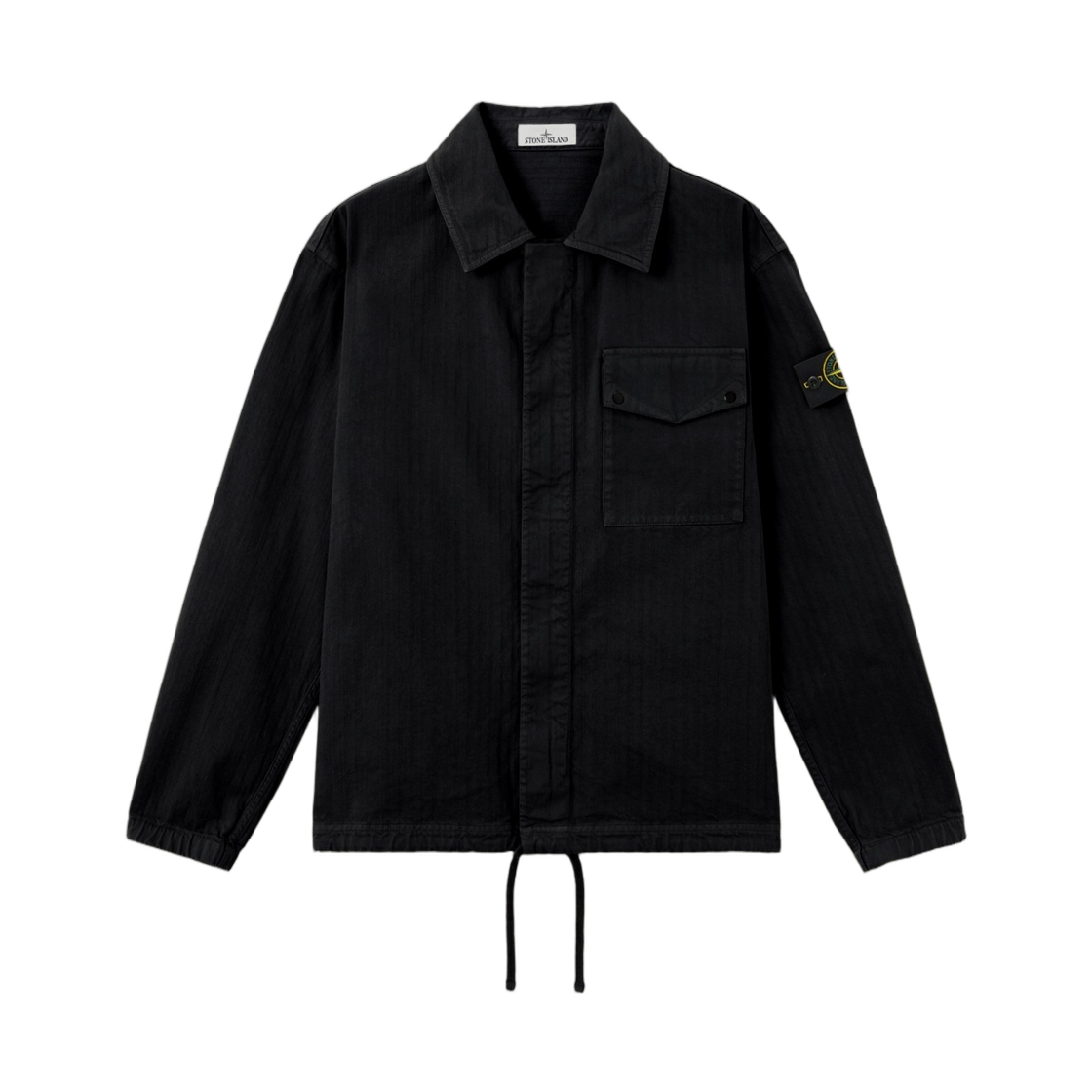 L2S1512000-14S0456-V0029 Stone Island 1200014 Cotton Herringbone Comfort-Fit Zip-Up Overshirt with Chest Pocket Black - 26FW