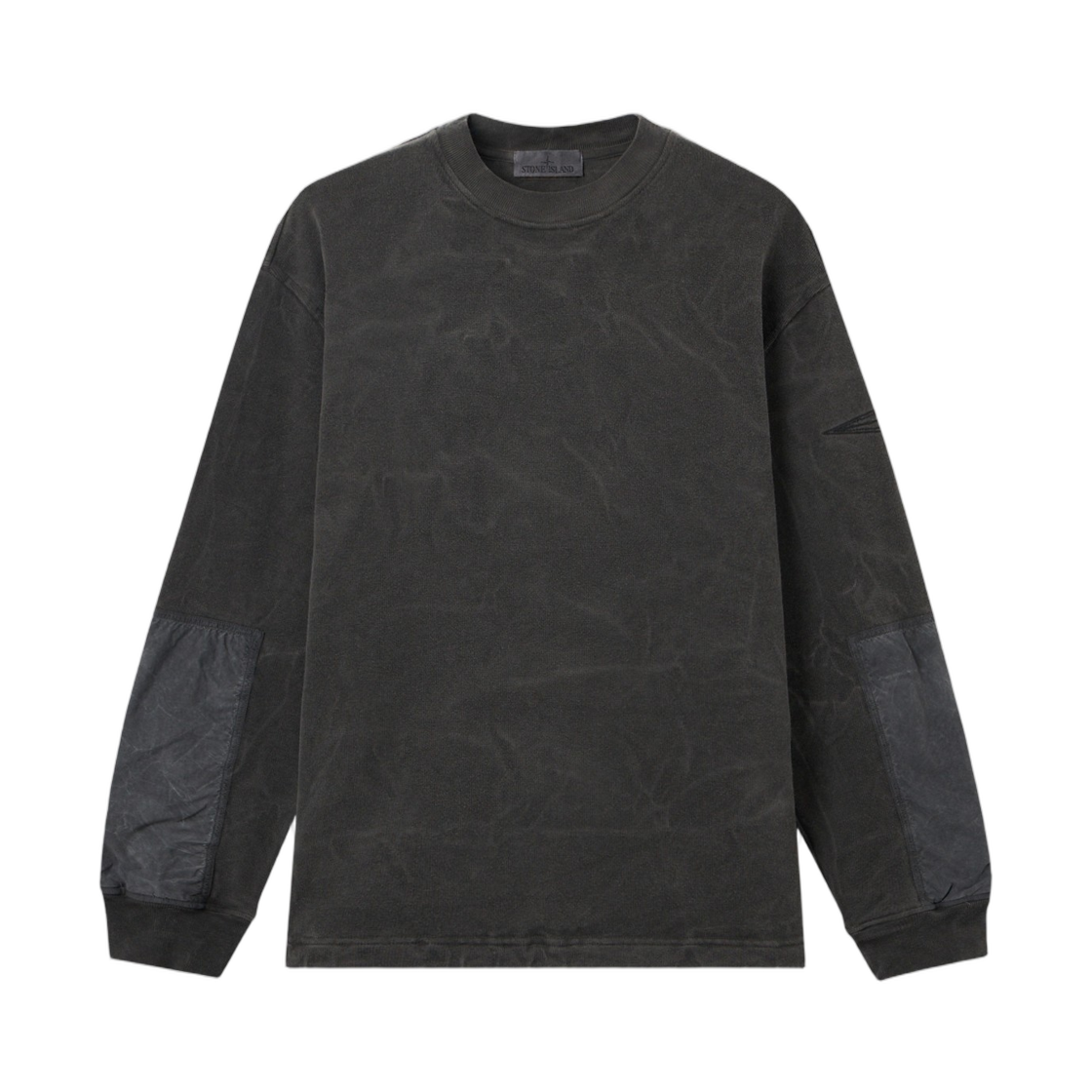 L2S1561000-33S00V2-V0029 Stone Island 6100033 Uneven Pigment Dyed Vanise Cotton Jersey Oversized-Fit Crewneck Sweatshirt with Contrast Fabric Panels Black - 26FW