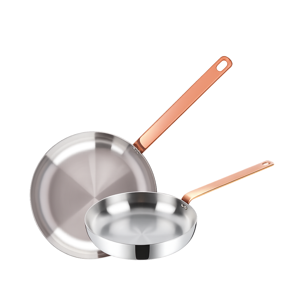BRK011 BRK Rose Gold 5‑Ply Stainless Steel Frypan 2‑Piece Set (20cm + 24cm)