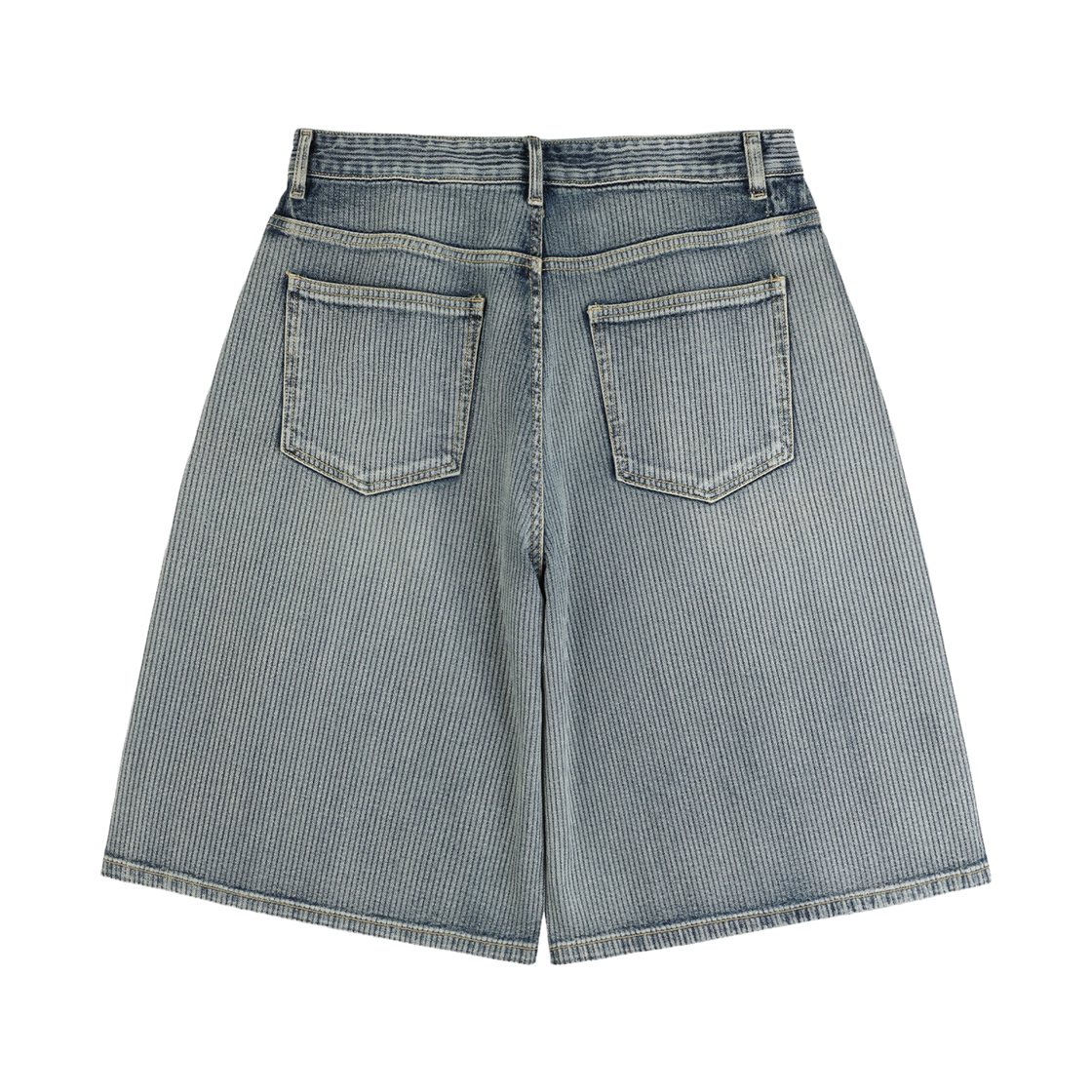 노디 스트라이프 데님 버뮤다 팬츠 블루(NODI Stripe Denim Bermuda Pants Blue) - 2