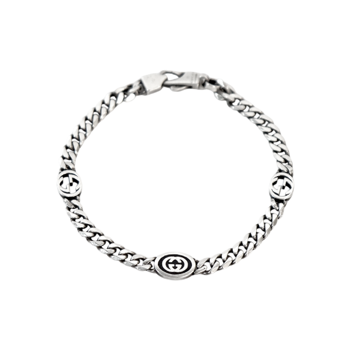 IT8O4BIII9BS Gucci Interlocking G Chain Silver Bracelet C-B61728