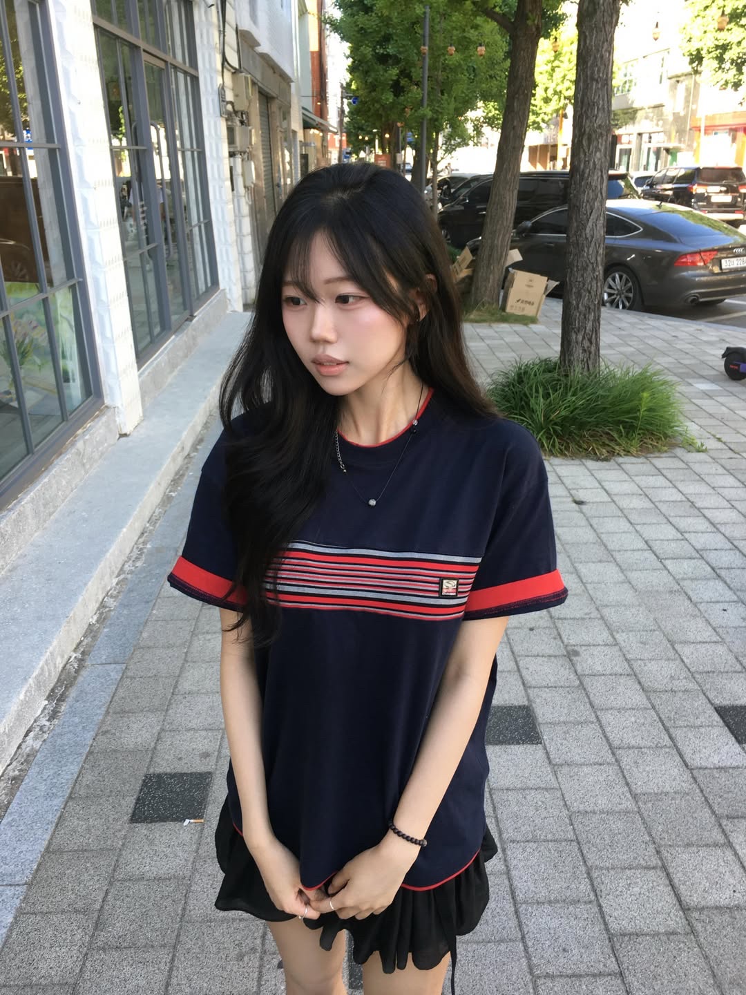 SPORT CHAMBER Spectrum T-shirt NAVY 착용 스타일 - 2