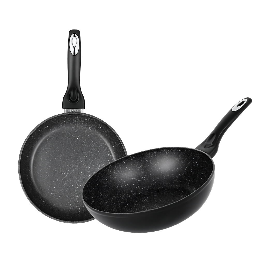 비알케이 스마트 마블 프라이팬 2종 세트 (24FP+28WOK)(BRK Smart Marble Frypan 2‑Piece Set (24cm Frypan + 28cm Wok))