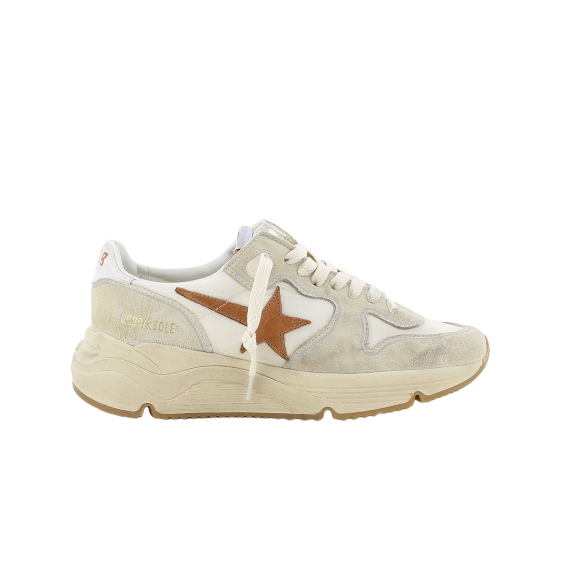 GWF00126-F008153-10550 (W) Golden Goose Running Sole Suede Sneakers White Beige