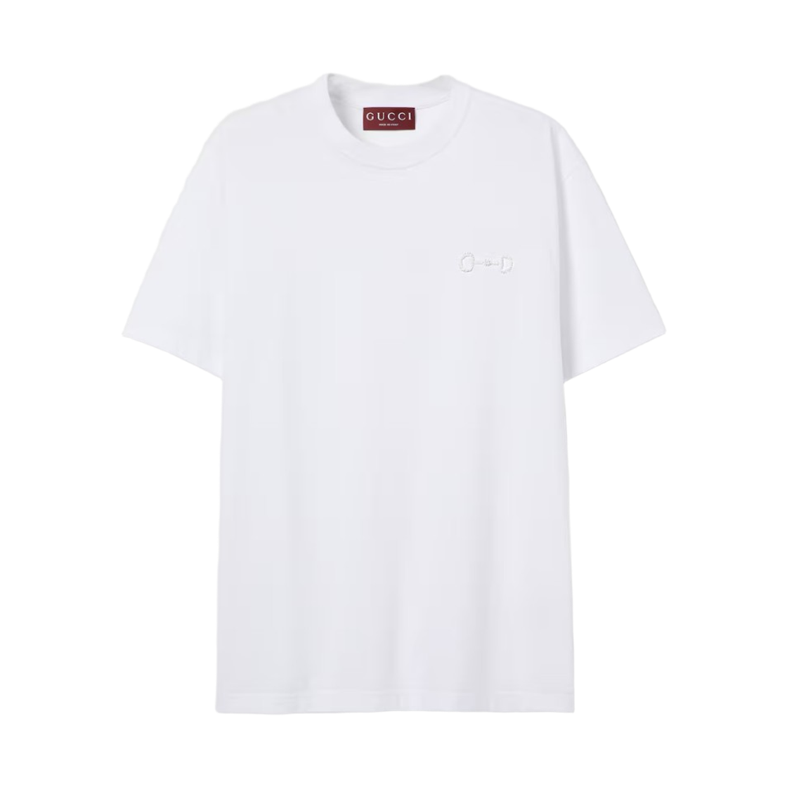 (W) 구찌 자수 코튼 저지 티셔츠 화이트((W) Gucci Cotton Jersey T-Shirt with Embroidery White)