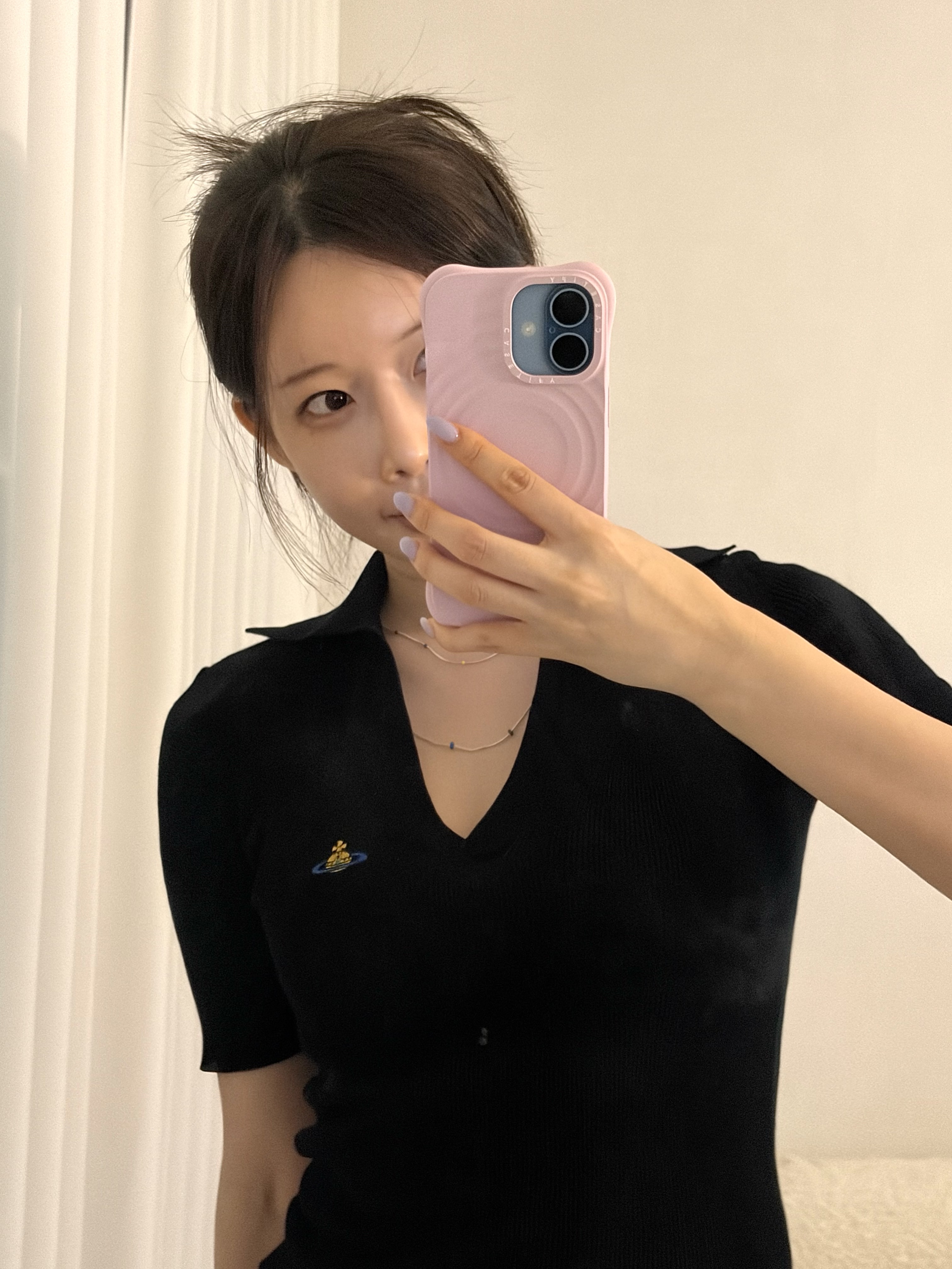 Casetify iPhone Magsafe Ripple Case Primrose Pink, (W) Vivienne Westwood Orb Logo Cotton Polo Shirt Black 착용 스타일