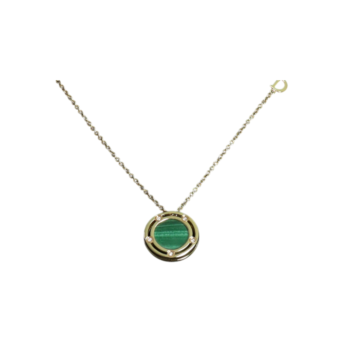 ITGOB6SKVHGM Damiani 18K Yellow Gold 5P Diamond D.Side Malachite Pendant Necklace