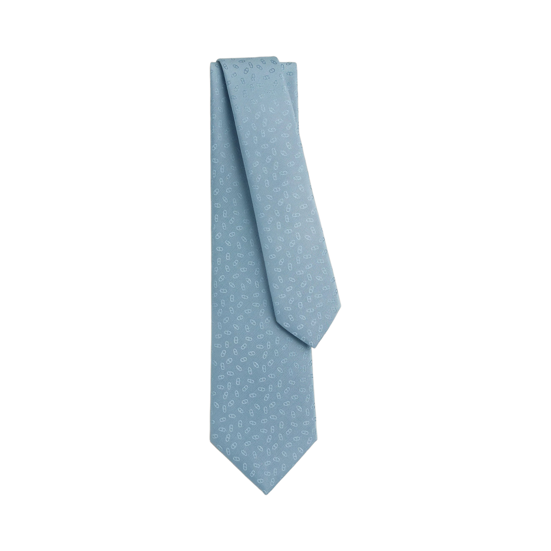 H036386T08 Hermes Faconnee Maillons Tie Bleu Nuage