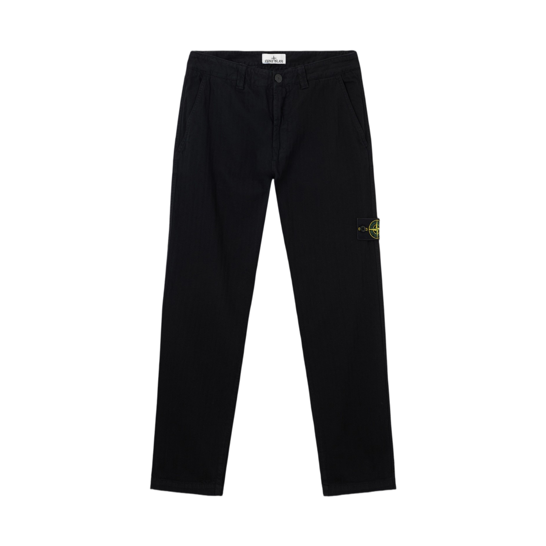 L2S1531000-52S0456-V0029 Stone Island 3100052 Cotton Herringbone Regular-Fit Chino Trousers with Patch Pockets Black - 26FW