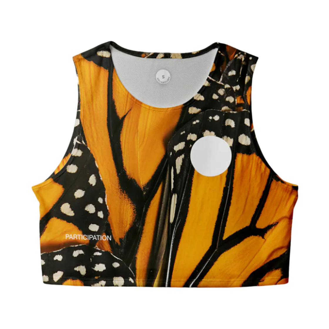 (W) 파티시페이션 모나크 크롭 싱글렛 블랙 오렌지((W) Participation Monarch Crop Singlet Black Orange)